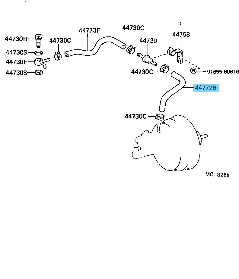 TOYOTA SUPRA MA70L 86-92 Genuine Check Valve To Brake Booster Hose 44772-14170
