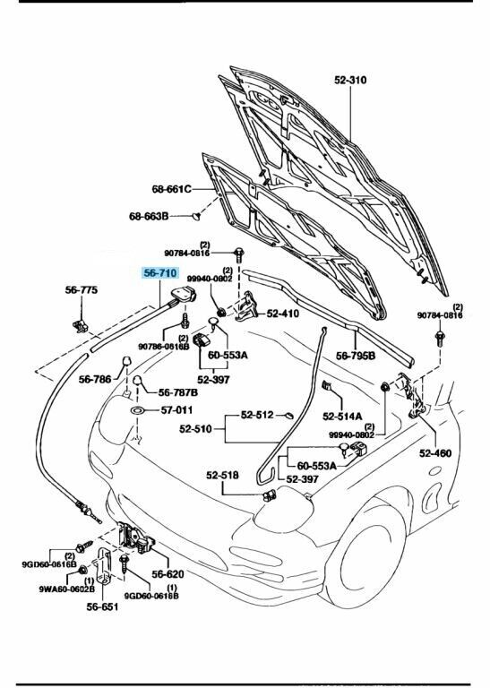 MAZDA RX-7 RX7 FC3S 1993-1995 Genuine Bonnet Hood Release Cable FD01-56-720C OEM