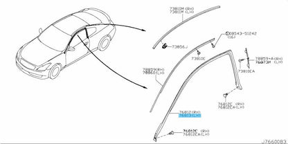 NISSAN INFINITI G37 2008-2013 Genuine Body Side Weatherstrip LH 76861-JL00A OEM