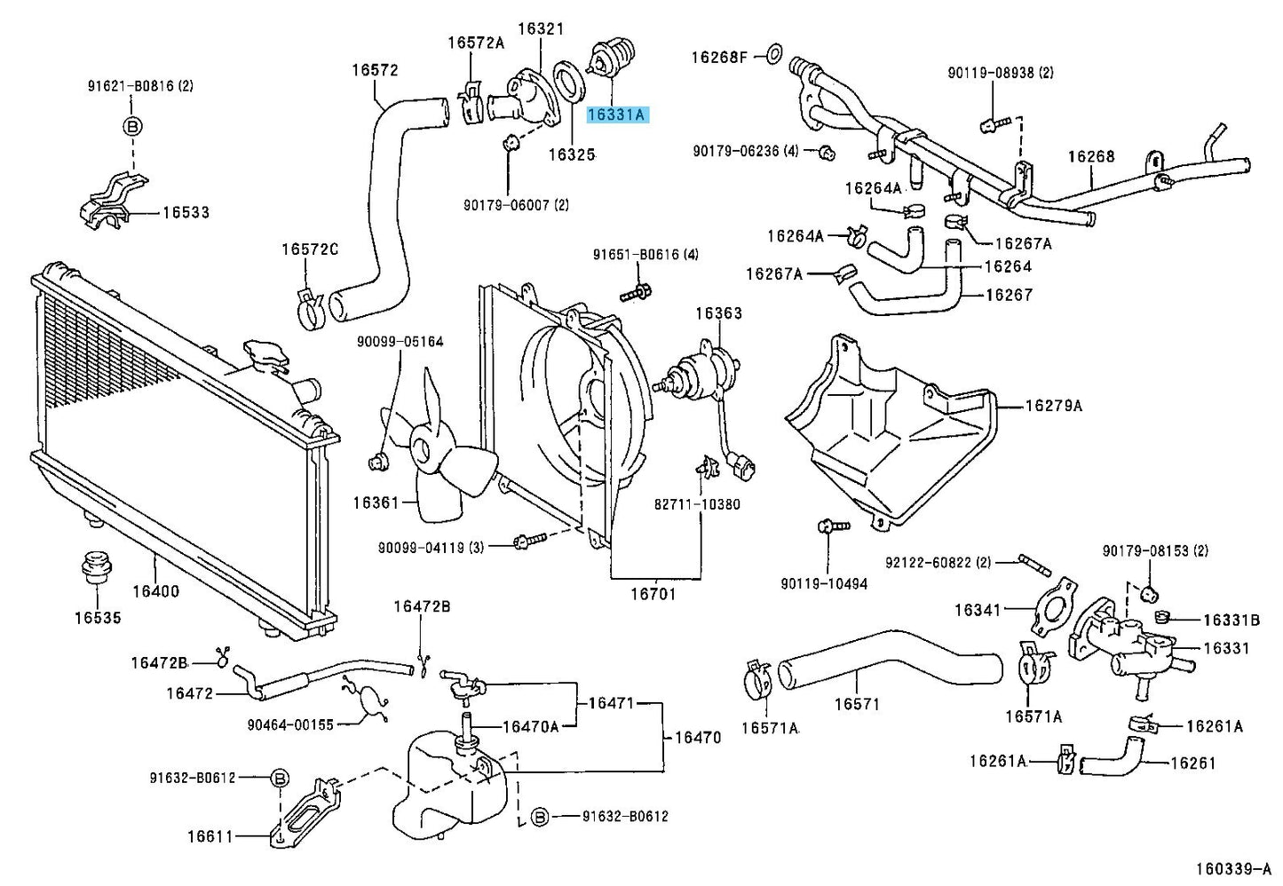 TOYOTA RAV4 SXA10 1996-2000 Genuine Engine Coolant Thermostat 90916-03090 OEM