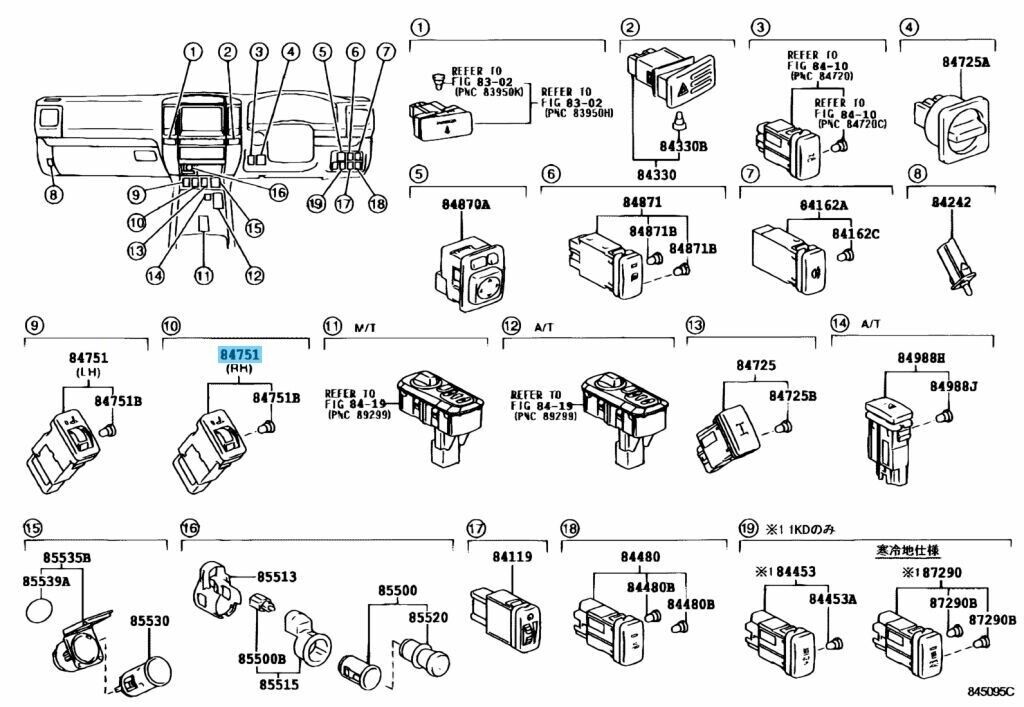 TOYOTA 4RUNNER GRN210 2003-2009 Genuine Seat Heater Switch RH 84751-60110 OEM