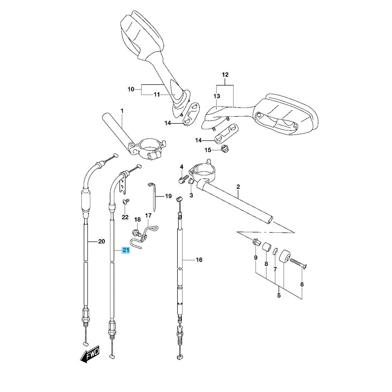 SUZUKI GSX-R600 '11-23 GSX-R750 '12-23 Genuine Throttle Cable Assy 58300-14J11