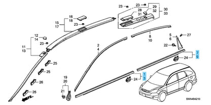 HONDA CR-V RE3 RE4 2007-2011 Genuine Front & Rear Door Molding RH & LH Set OEM