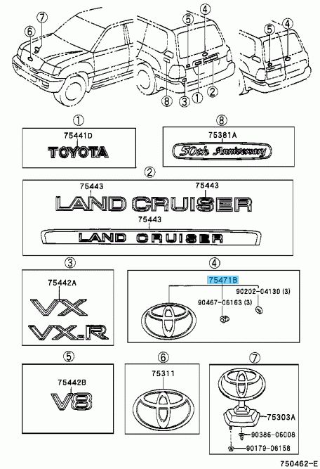 TOYOTA LAND CRUISER 100 SOARER #ZZ3# Genuine Rear Emblem Badge 75471-24131 OEM