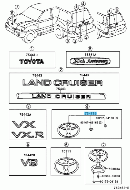 TOYOTA LAND CRUISER 100 SOARER #ZZ3# Genuine Rear Emblem Badge 75471-24131 OEM