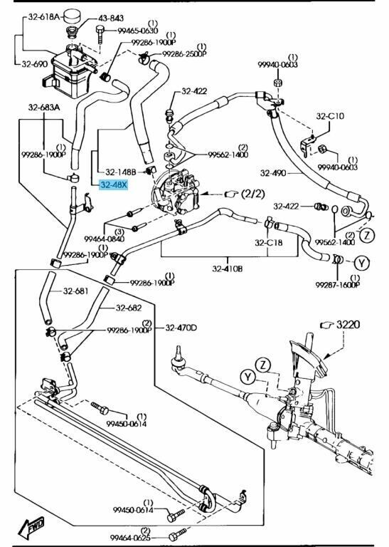 MAZDA MAZDA3 BK 07-09 Genuine Power Steering Pressure Pipe B37F-32-48X OEM