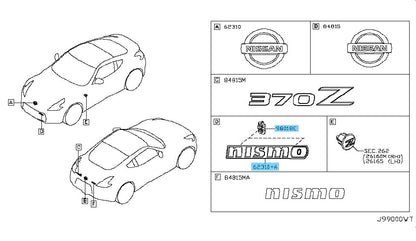 NISSAN 370Z Z34 2014-2019 Genuine Front Emblem "nismo" & Clip(x2) Set OEM