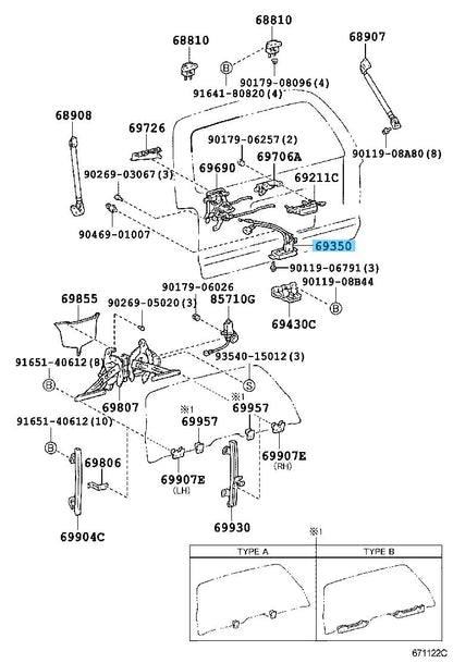 TOYOTA 4RUNNER RZN180 1996-2002 Genuine Back Door Lock Assembly 69350-35020 OEM