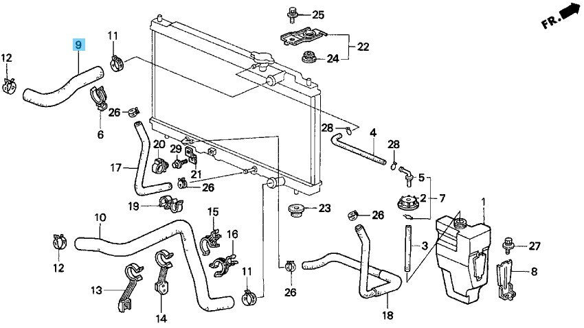HONDA ACURA INTEGRA DC2 97-98 00-01 Genuine Water Upper Hose 19501-P73-010 OEM