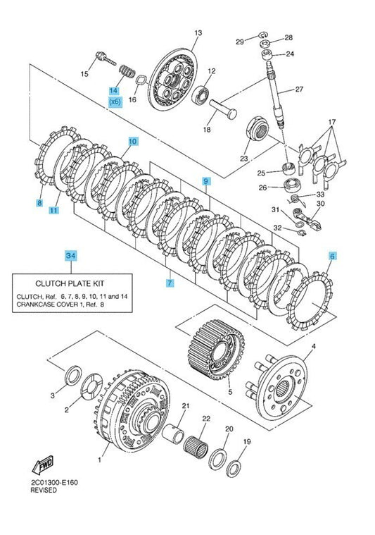 YAMAHA YZF-R6 2006-2012 2017-2020 Genuine Clutch Plate Kit 2C0-W001G-00-00 OEM