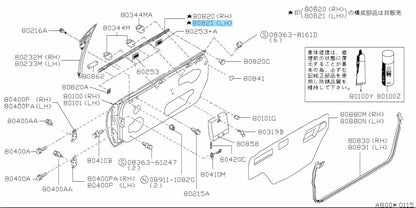 NISSAN SILVIA 240SX S14 95-98 Genuine Door Outer Molding Left 80821-65F10 OEM
