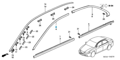 HONDA ACURA TSX CL8 04-08 Genuine Front Door Sash Molding RH 72425-SEA-003 OEM