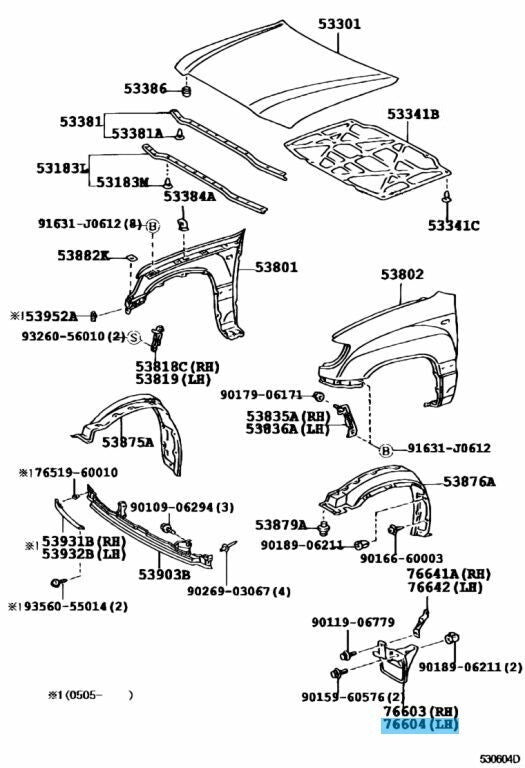 LEXUS LX470 UZJ100 1998-2007 Genuine Front Fender Mudguard Left 76622-60070 OEM