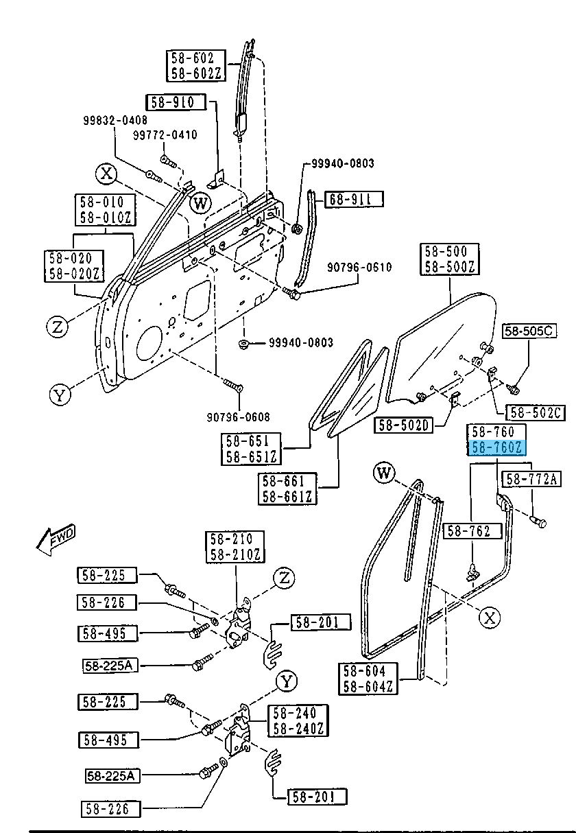 MAZDA MX-5 MIATA NA8C 90-97 Genuine Door Weather Strip LH NA01-59-760J OEM