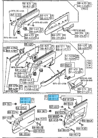 MAZDA RX-7 FC3S '86-91 Genuine Front Door Outer Weatherstrip RH & LH Set OEM