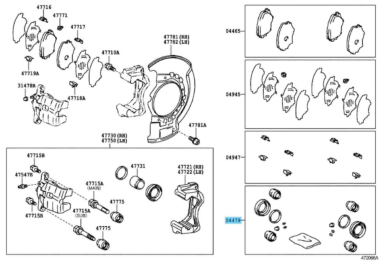 TOYOTA RAV4 ACA2# 00-05 Genuine Front Disc Brake Cylinder Kit 04479-42040 OEM