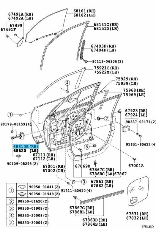 TOYOTA HIGHLANDER GSU40 08-13 Genuine Front Door Check Assy RH 68610-48041 OEM