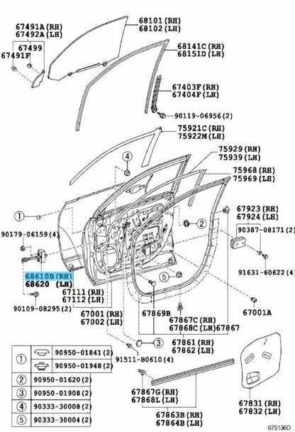 TOYOTA HIGHLANDER GSU40 08-13 Genuine Front Door Check Assy RH 68610-48041 OEM