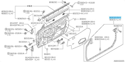 NISSAN SKYLINE GT-R BNR34 Genuine Front Door Weather Strip RH 80830-AA102 OEM