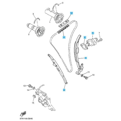 YAMAHA YZ450F 2003-2005 Genuine Chain & Tensioner & Damper(NO.1 & No.2) Set OEM