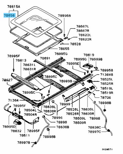 MITSUBISHI MONTERO PAJERO V6#W V7#W 01-06 Genuine Sunroof Lid Weatherstrip OEM