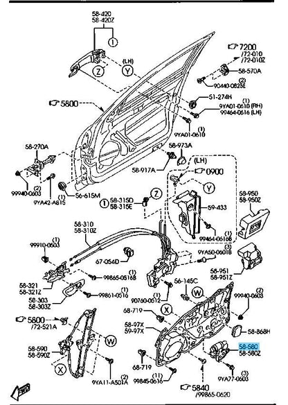 MAZDA RX-8 FE SE3P 2009-2011 Genuine Power Window Motor LH GJ6A-59-58XF OEM