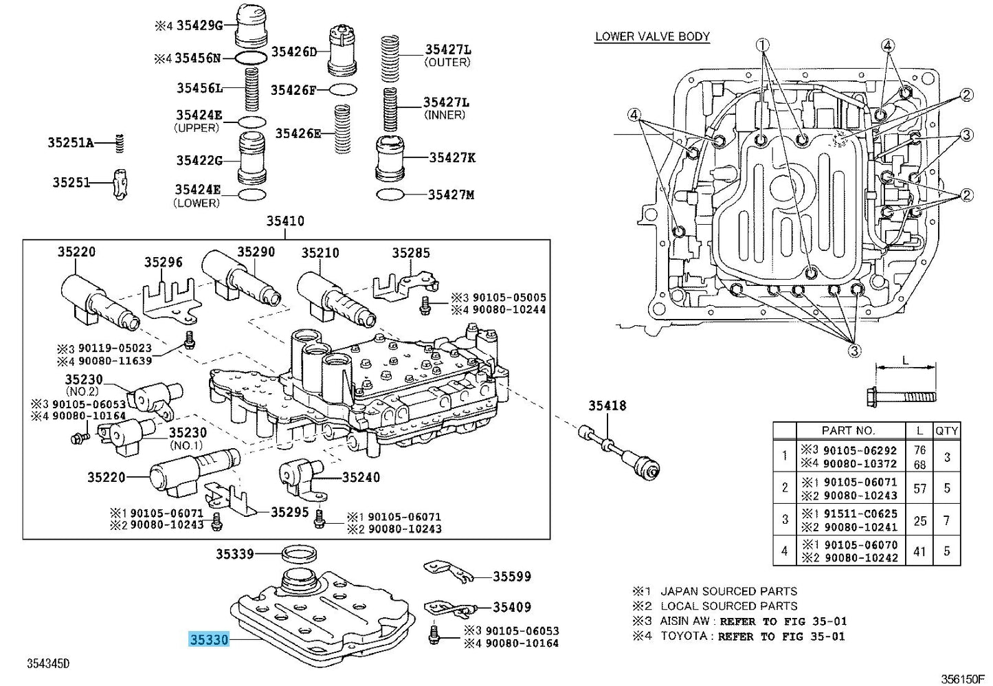 TOYOTA HIGHLANDER GSU40 2004-2013 Genuine Automatic Valve Body Oil Strainer OEM