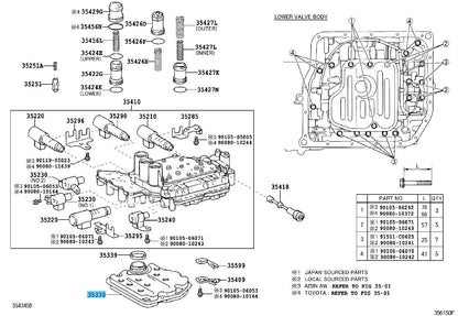 TOYOTA HIGHLANDER GSU40 2004-2013 Genuine Automatic Valve Body Oil Strainer OEM