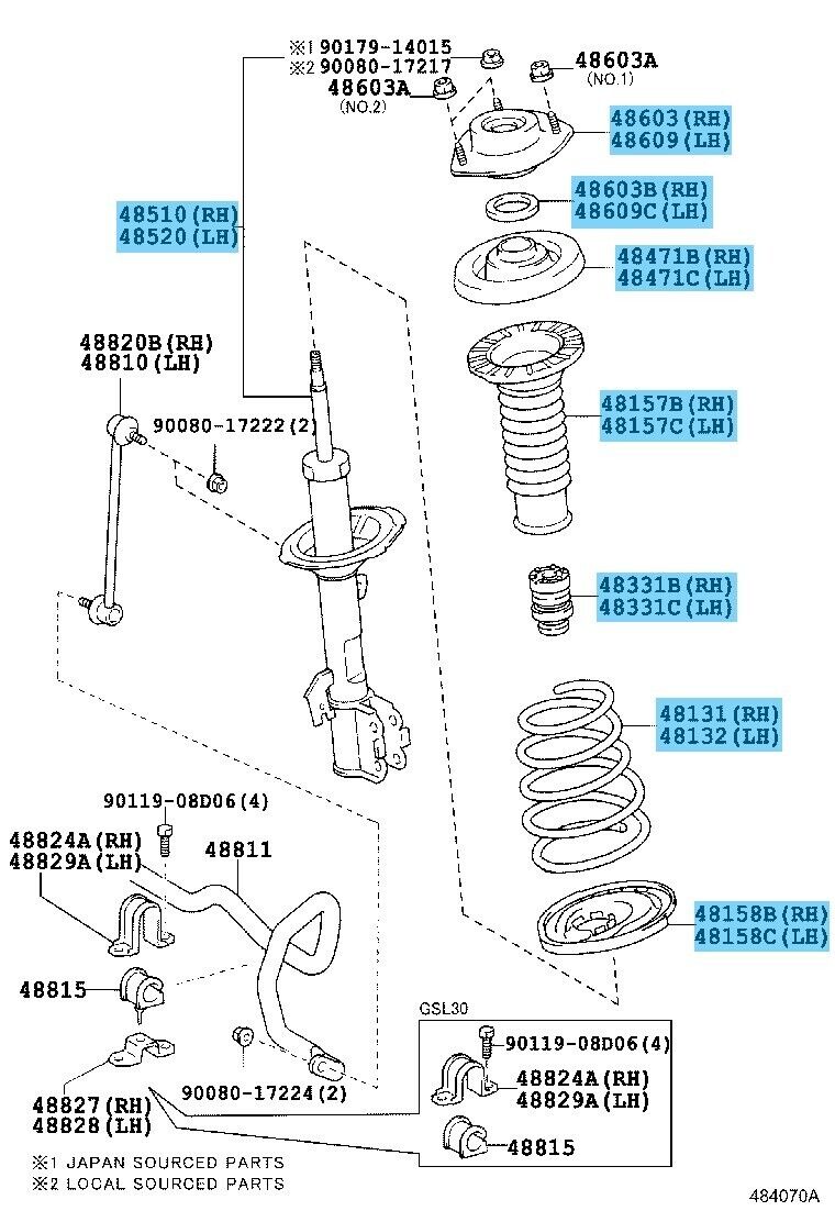 TOYOTA SIENNA GSL30 GSL33 2011-2014 Genuine Front Suspension RH & LH Set OEM