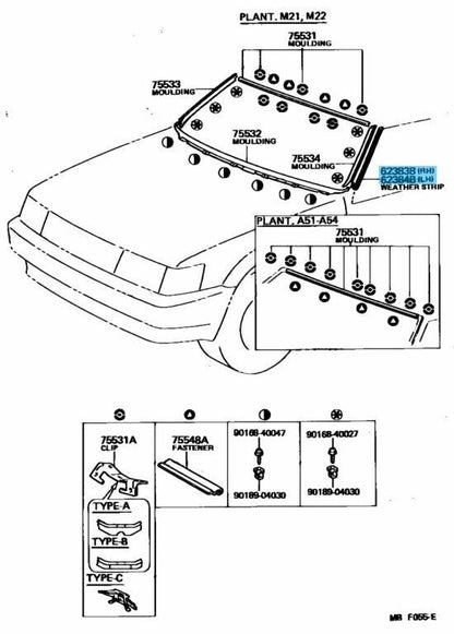 TOYOTA LEVIN TRUENO AE86 Genuine Roof Side Rail Weatherstrip RH & LH Set OEM