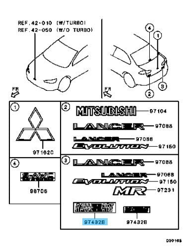 MITSUBISHI LANCER CY4A 2005 Genuine Rear Ralliart Mark Emblem 7415A033 OEM