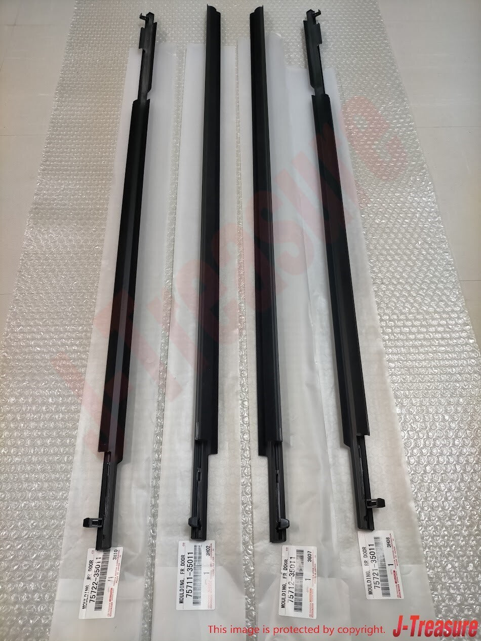 TOYOTA 4RUNNER 10-22 Genuine Door Belt Molding Weatherstrip Front Rear 4pcs OEM