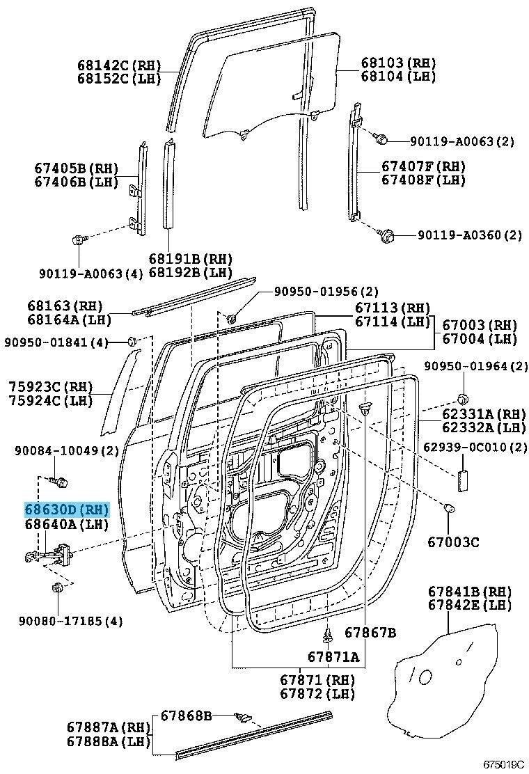 TOYOTA TUNDRA UPK51 2007-2021 Genuine Rear Door Check Assy RH 68630-0C050 OEM