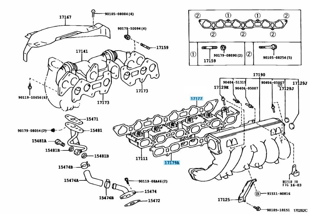 TOYOTA 1JZ-GTE 1JZGTE Genuine Intake Manifold Gasket 17177-88400 17179-88400 OEM