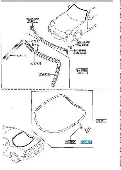 MAZDA RX-7 RX7 FD3S 1991-1998 Genuine Rear Grass Windshield Molding Joint OEM