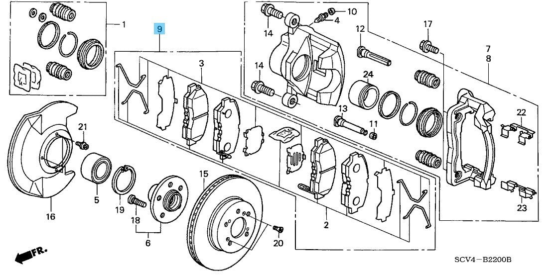 HONDA ELEMENT YH2 03-09 Genuine Front Brake Pad RH & LH Set 45022-SCV-A01 OEM