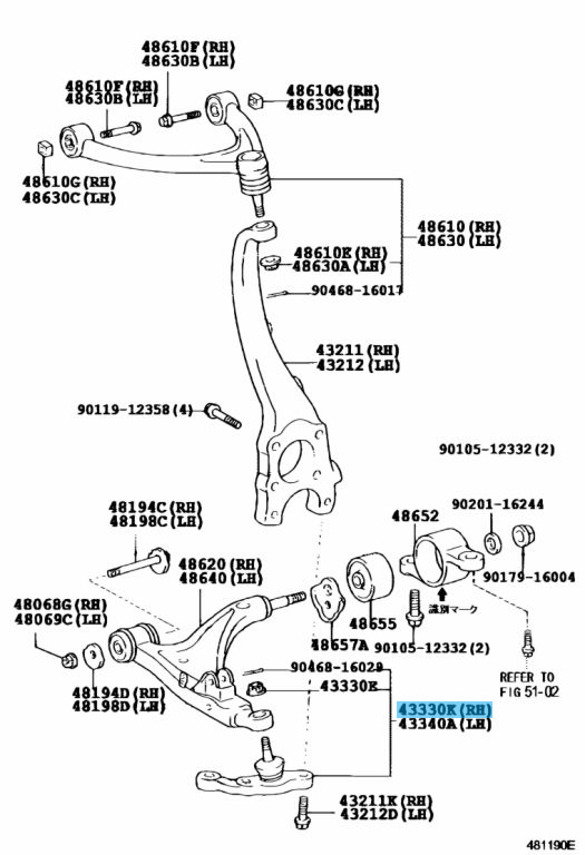 TOYOTA LEXUS LS430 01-06 Genuine Front Lower Ball Joint Assy RH 43330-59115 OEM