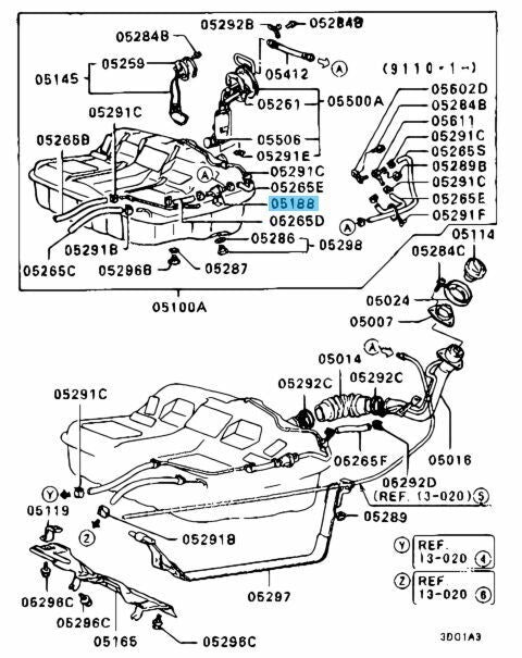 MITSUBISHI MIRAGE C52A 88-92 Genuine Fuel Tank Vapor Hose 2-Way Valve OEM