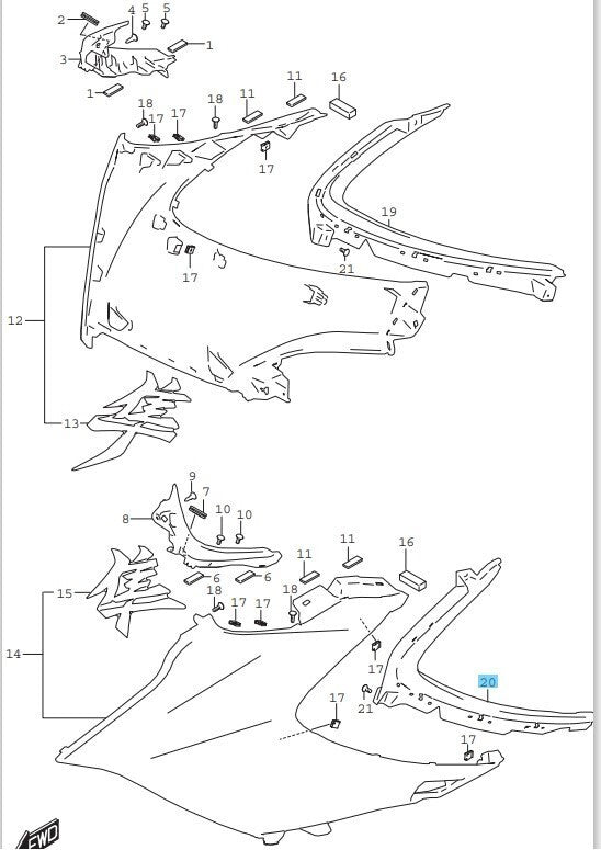 SUZUKI HAYABUSA GSX1300RRQ 2022-2024 Genuine Rear Side Cowling LH 94482-10L00