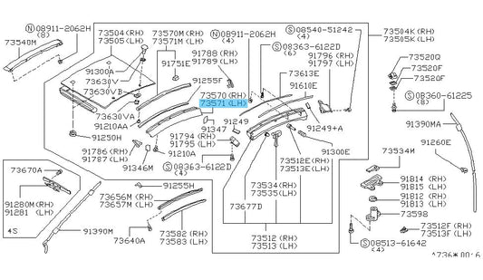 NISSAN 300ZX Z32 '90-96 Genuine Roof Side Moulding LH For 2 SEATER T-BAR ROOF