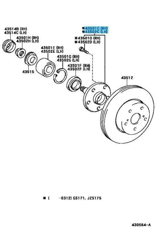 LEXUS IS300 GXE10 JCE10 01-05 Genuine Front Axle Hub Sub-Assy 43502-22080 OEM