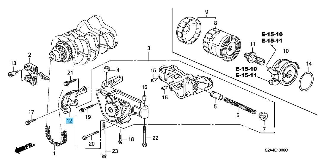 HONDA S2000 AP1 AP2 '00-09 Genuine Oil Pump Chain Tensioner Comp 15910-PCX-004