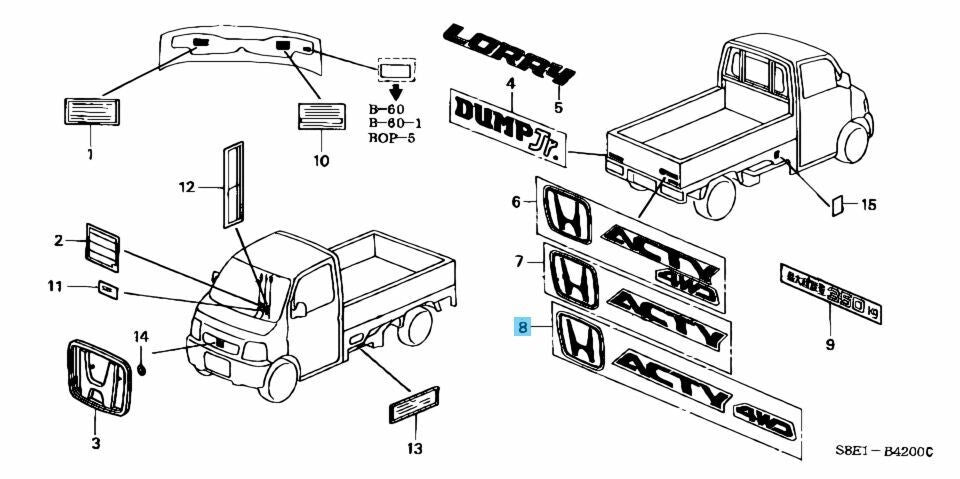 HONDA ACTY TRUCK HA7 Genuine Rear Sticket 75747-SJ8-000ZD OEM