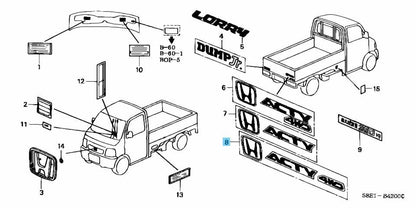 HONDA ACTY TRUCK HA7 Genuine Rear Sticket 75747-SJ8-000ZD OEM