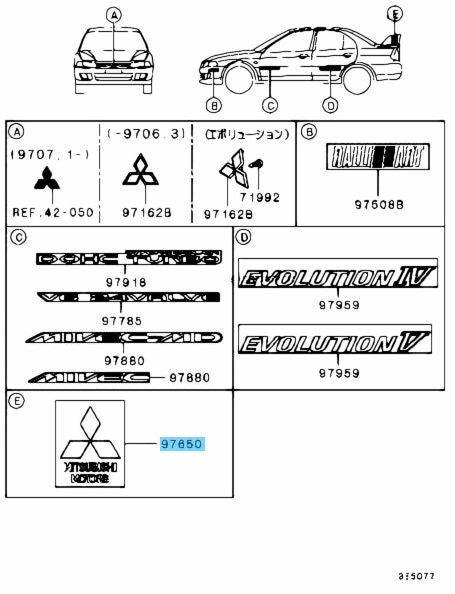 MITSUBISHI LANCER EVO6 TOMMI MAKINEN CP9A Genuine R/W Side Three-Dia Decal 2 Set