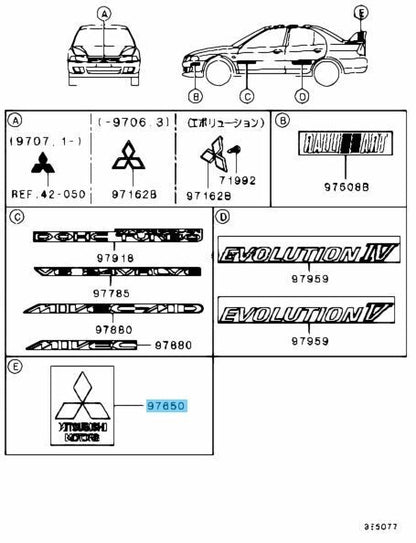 MITSUBISHI LANCER EVO6 TOMMI MAKINEN CP9A Genuine R/W Side Three-Dia Decal 2 Set