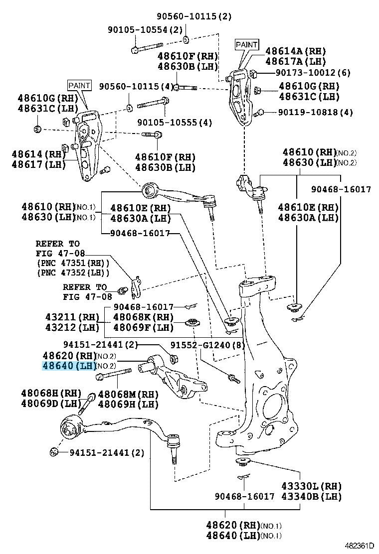 LEXUS LS460 13-17 LS600h 13-16 Genuine Front Suspension Lower Arm LH 48640-50131