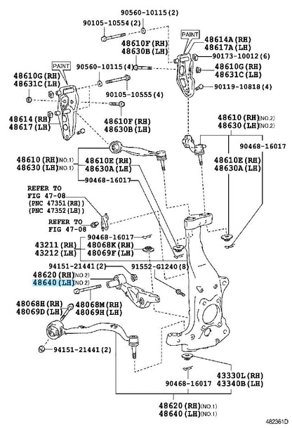 LEXUS LS460 13-17 LS600h 13-16 Genuine Front Suspension Lower Arm LH 48640-50131