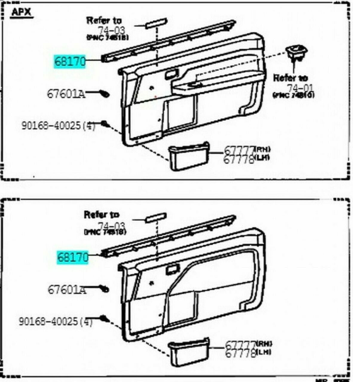 TOYOTA LEVIN TRUENO AE86 Genuine Front Door Glass Inner Weather Strip Set OEM