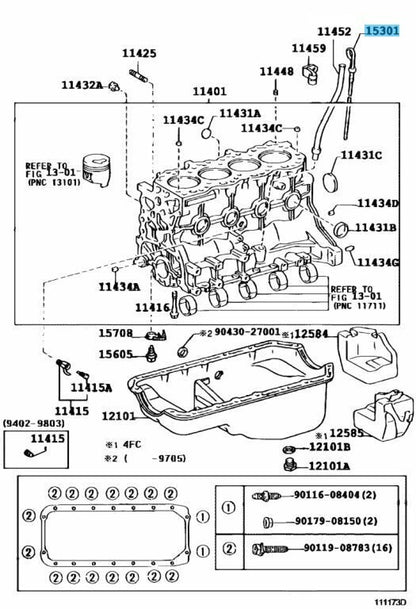 TOYOTA LAND CRUISER PRADO PICKUP Genuine Oil Level Gauge Sub-Assy 1530175011 OEM